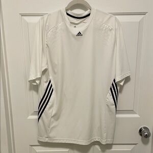 Adidas Men's White Black Sport T shirt Top Large Short Sleeve Training Crew